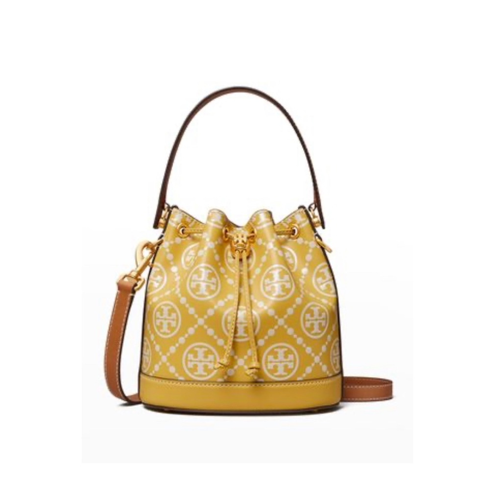 NEW T Monogram Contrast Embossed Bucket Bag